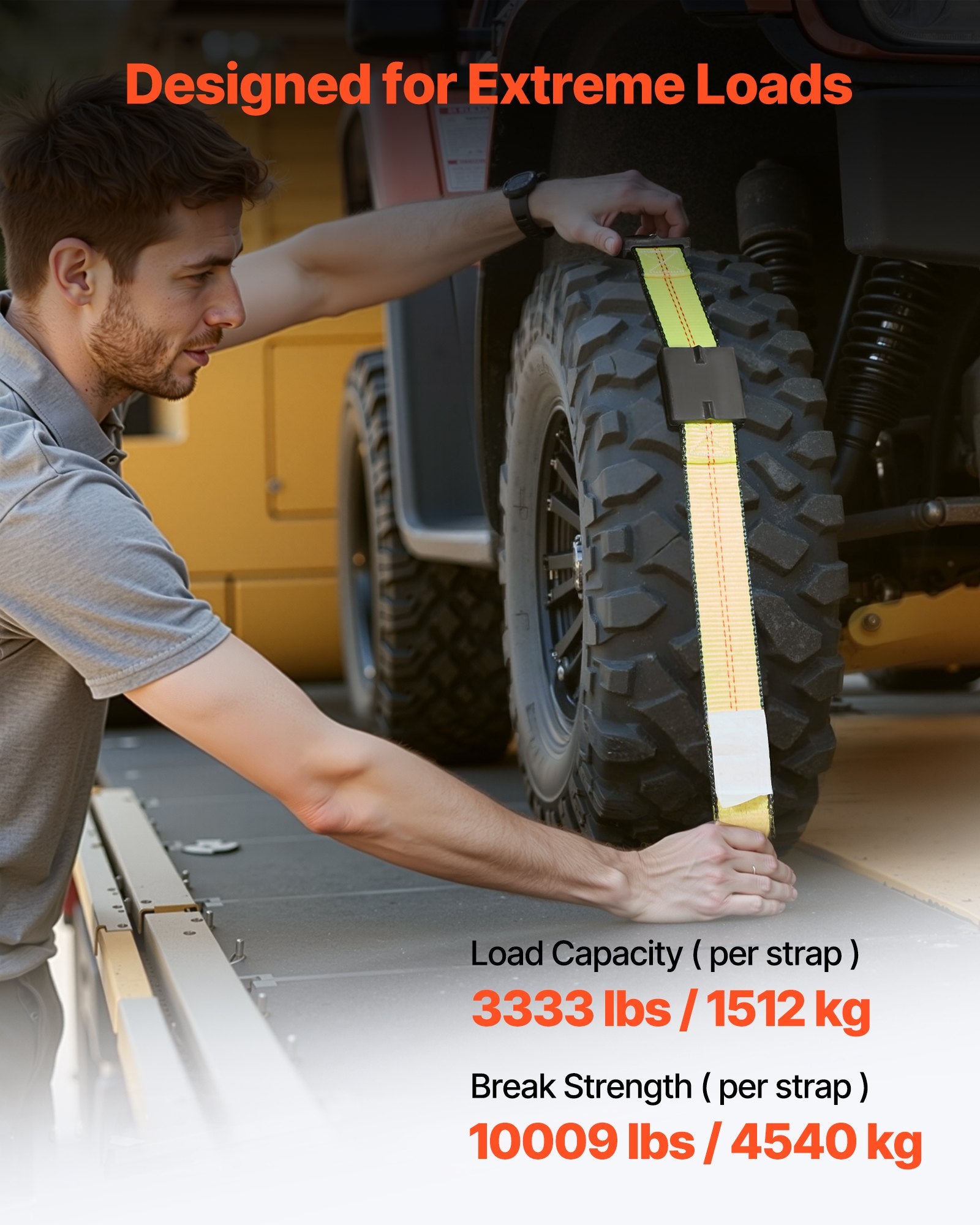 Wheel Chock Tie-Down Kit, Deck-Style Trailer Tie Down Strap, Car Tie Down Kit with J-Hook, Break Strength V952-CLJGTJ2JBXJX0SH2A001V0