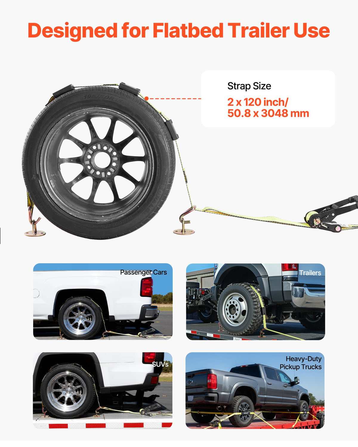 Wheel Chock Tie-Down Kit, Deck-Style Trailer Tie Down Strap, Car Tie Down Kit with J-Hook, Break Strength V952-CLJGTJ2JBXJX0SH2A001V0