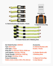 Wheel Chock Tie-Down Kit, Deck-Style Trailer Tie Down Strap, Car Tie Down Kit with J-Hook, Break Strength V952-CLJGTJ2JBXJX0SH2A001V0