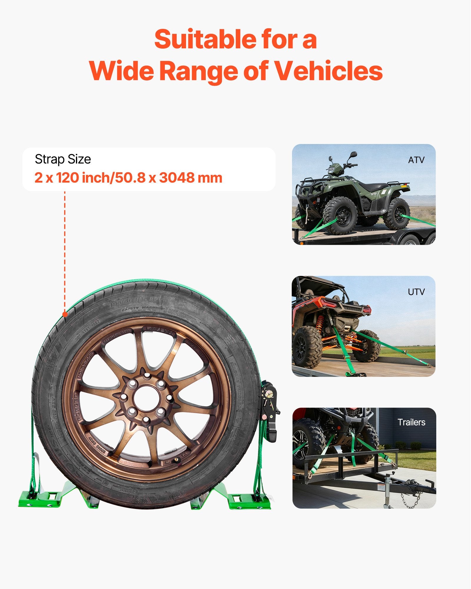 Wheel Chock Tie-Down Kit, Chock-Style Trailer Tie Down Strap, Car Tie Down Kit with Buckle, Break Strength V952-CLJGTJ2LDXKKG5GOH001V0