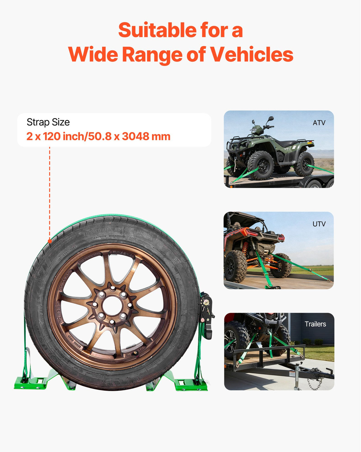 Wheel Chock Tie-Down Kit, Chock-Style Trailer Tie Down Strap, Car Tie Down Kit with Buckle, Break Strength V952-CLJGTJ2LDXKKG5GOH001V0