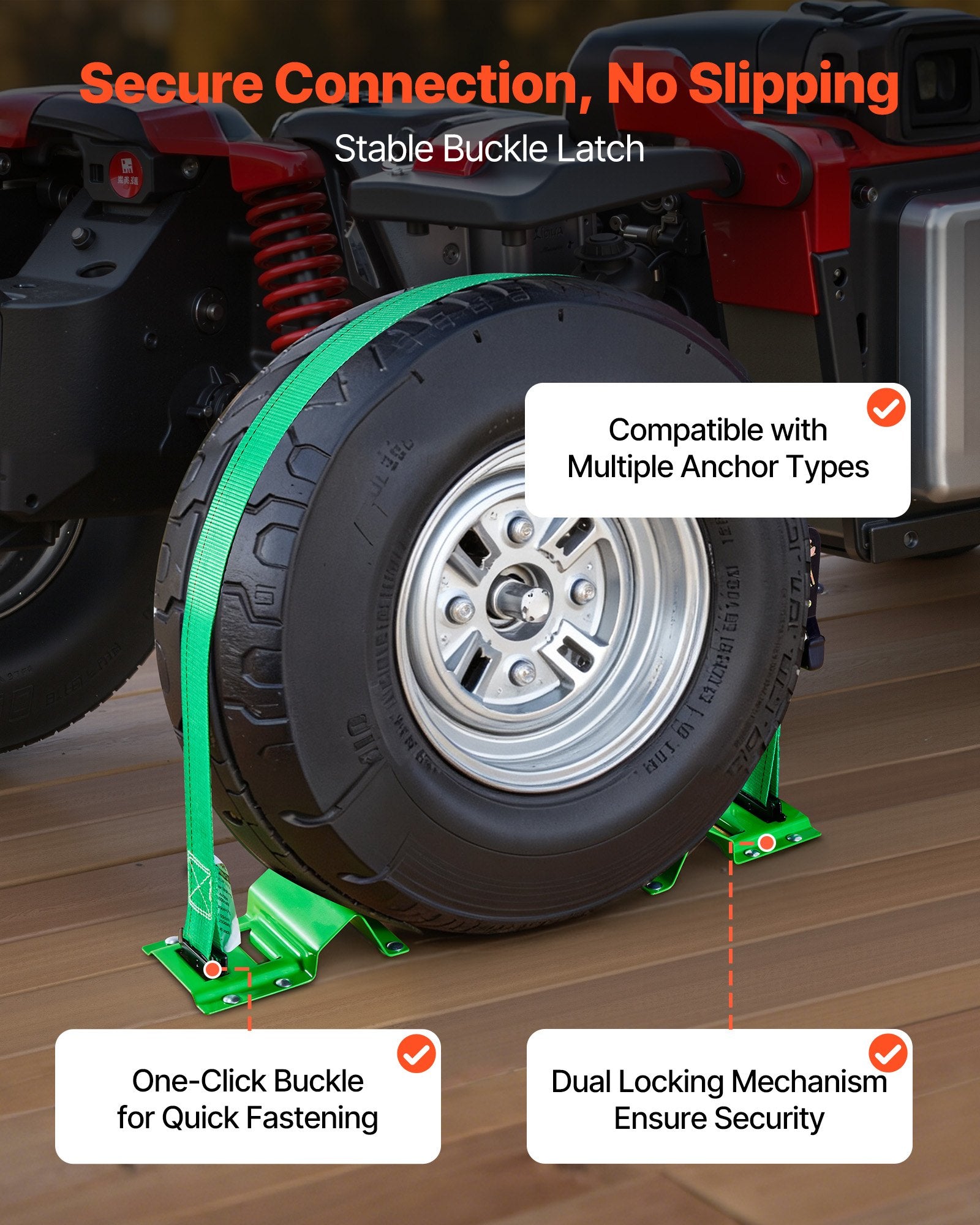 Wheel Chock Tie-Down Kit, Chock-Style Trailer Tie Down Strap, Car Tie Down Kit with Buckle, Break Strength V952-CLJGTJ2LDXKKG5GOH001V0