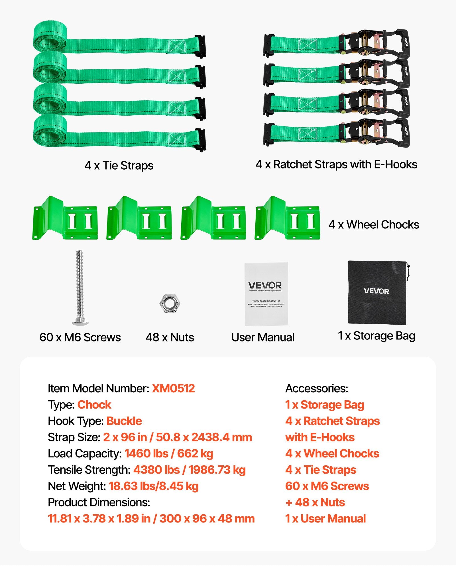 Wheel Chock Tie-Down Kit, Chock-Style Trailer Tie Down Strap, Car Tie Down Kit with Buckle, Break Strength V952-CLJGTJ2LDXKKJLXJW001V0