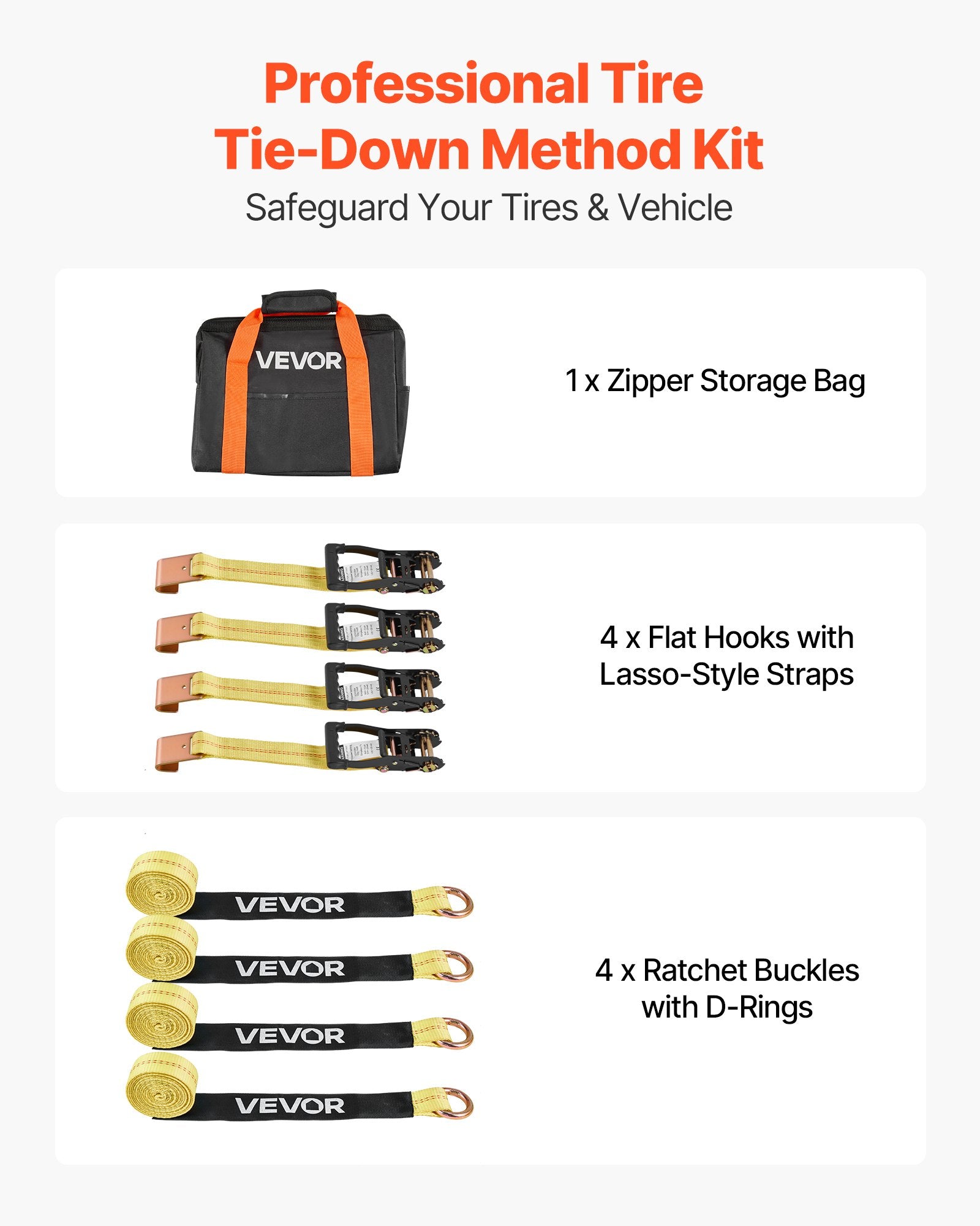 Wheel Chock Tie-Down Kit, Tire-Style Motorcycle Tie-Down System, Car Tie Down Kit with Flat Hook, Break V952-CLJGTJ2LTXBPN6TE9001V0