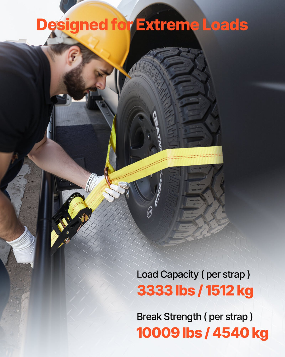 Wheel Chock Tie-Down Kit, Tire-Style Motorcycle Tie-Down System, Car Tie Down Kit with Flat Hook, Break V952-CLJGTJ2LTXBPN6TE9001V0