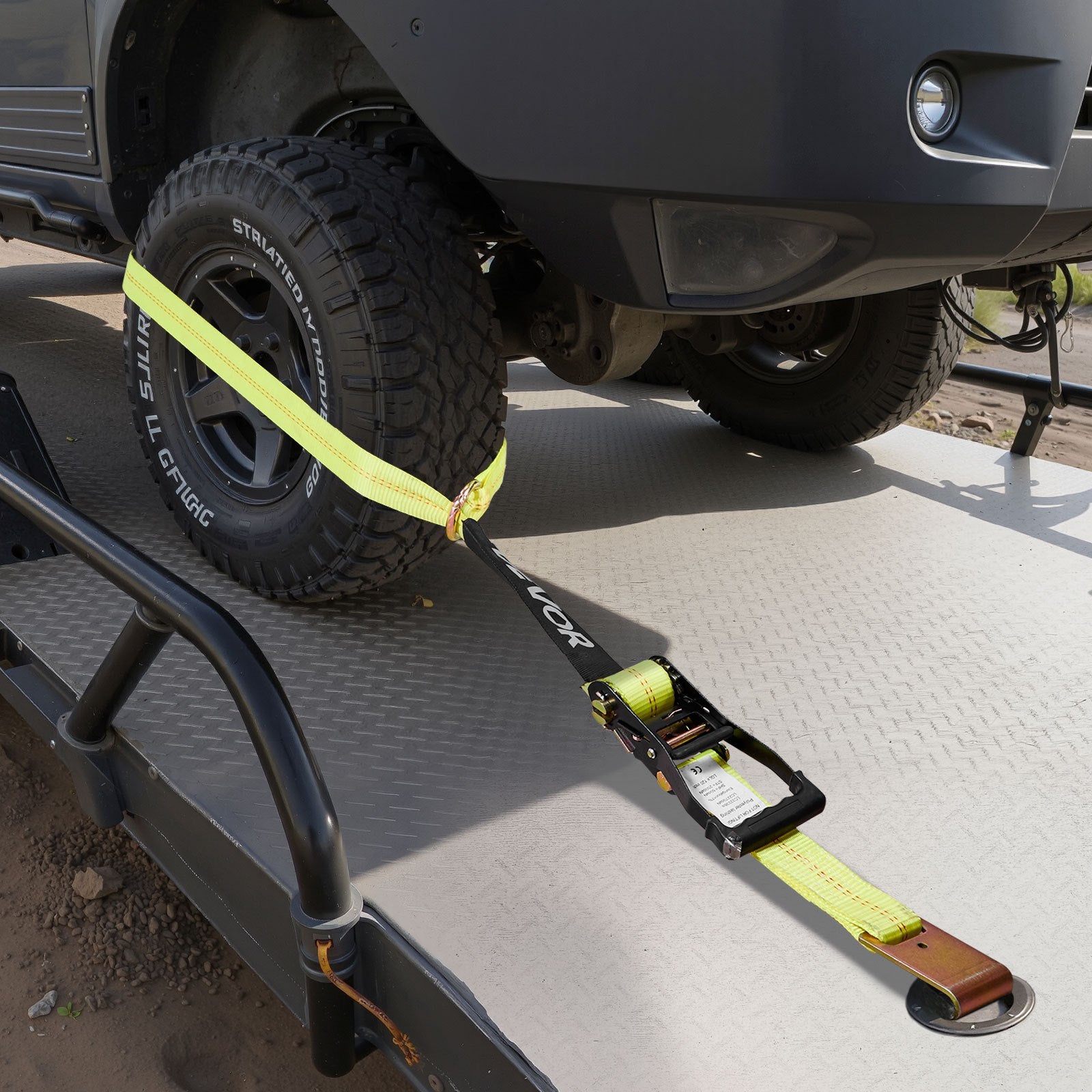 Wheel Chock Tie-Down Kit, Tire-Style Motorcycle Tie-Down System, Car Tie Down Kit with Flat Hook, Break V952-CLJGTJ2LTXBPN6TE9001V0