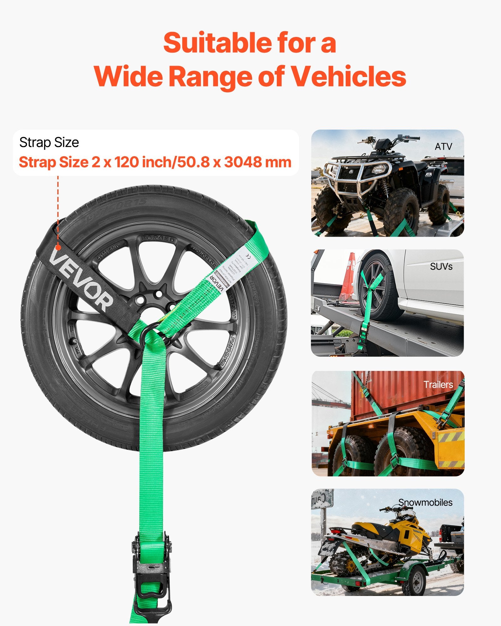 Wheel Chock Tie-Down Kit, Tire-Style Tow Dolly Strap, Car Tie Down Kit with Heavy-Duty Hook, Break Strength V952-CLJGTJ2LTXZX66N3Q001V0