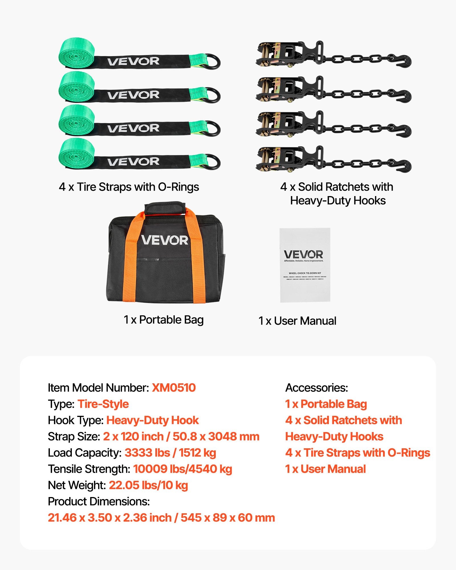 Wheel Chock Tie-Down Kit, Tire-Style Tow Dolly Strap, Car Tie Down Kit with Heavy-Duty Hook, Break Strength V952-CLJGTJ2LTXZX66N3Q001V0