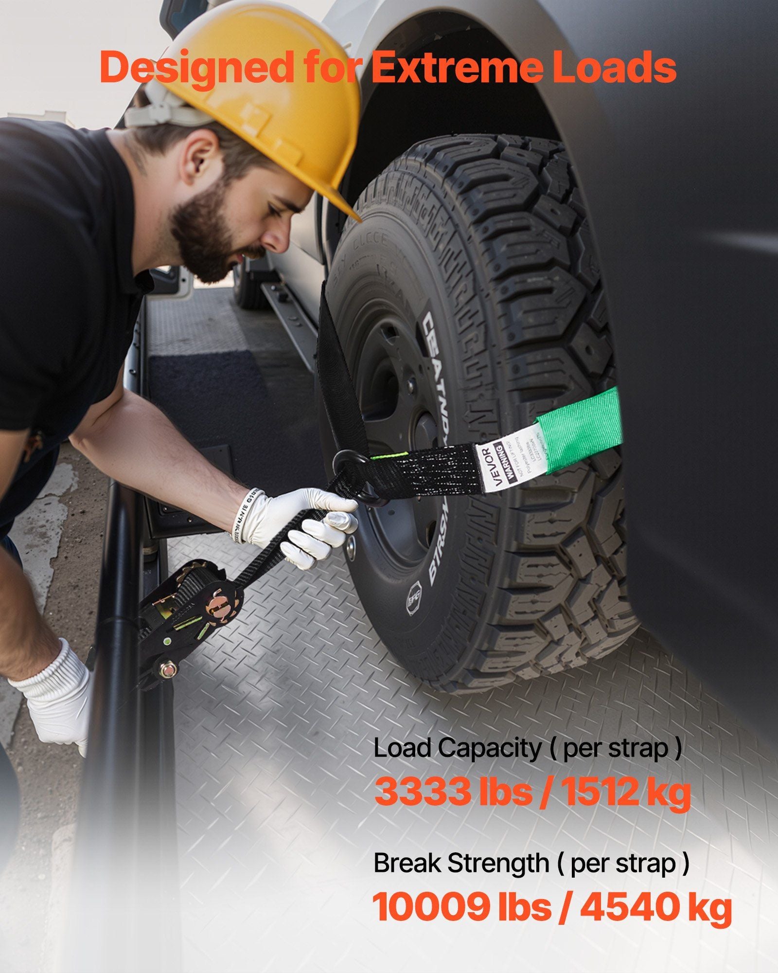 Wheel Chock Tie-Down Kit, Tire-Style Tow Dolly Strap, Car Tie Down Kit with Heavy-Duty Hook, Break Strength V952-CLJGTJ2LTXZXMFDY9001V0