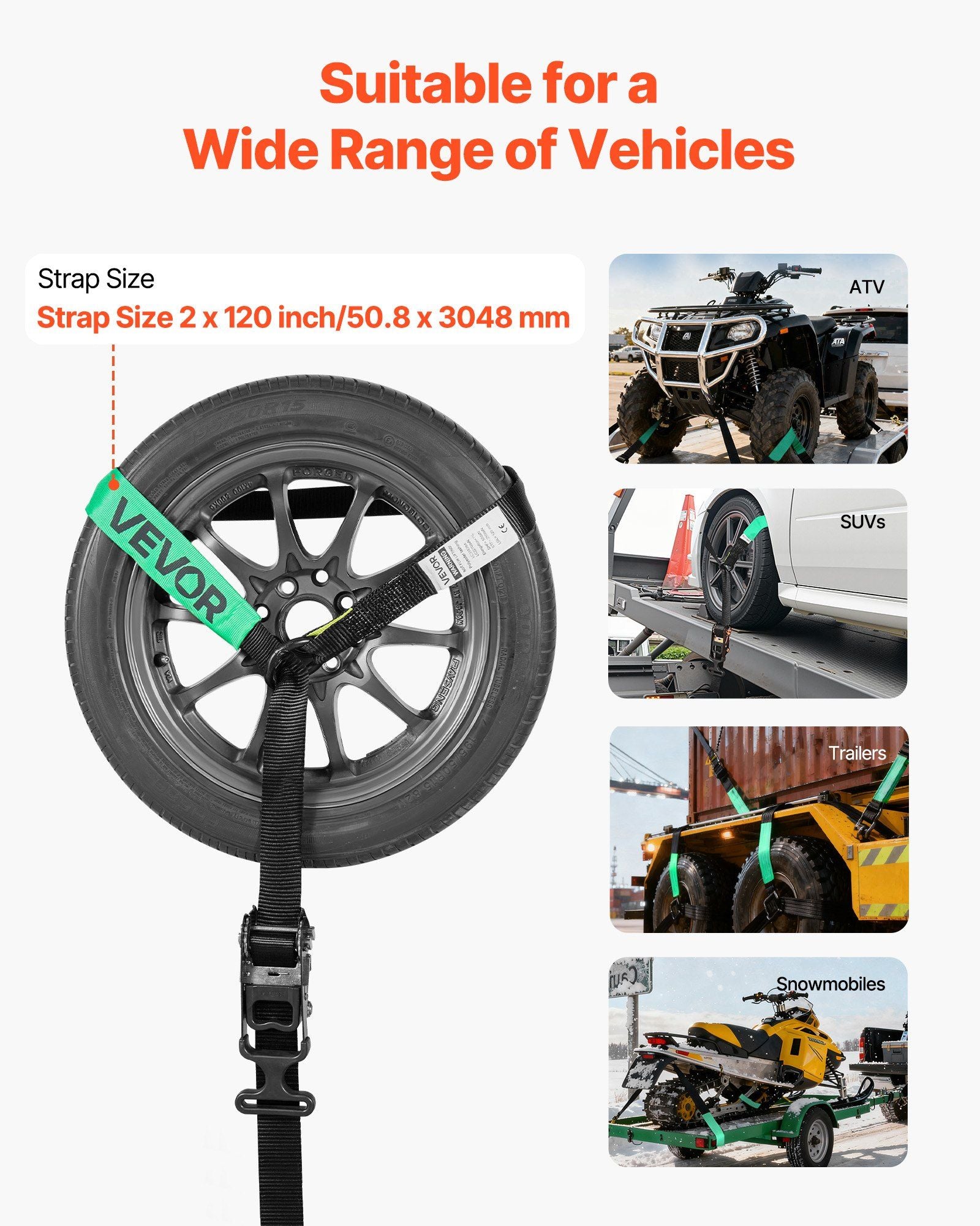 Wheel Chock Tie-Down Kit, Tire-Style Tow Dolly Strap, Car Tie Down Kit with Heavy-Duty Hook, Break Strength V952-CLJGTJ2LTXZXMFDY9001V0