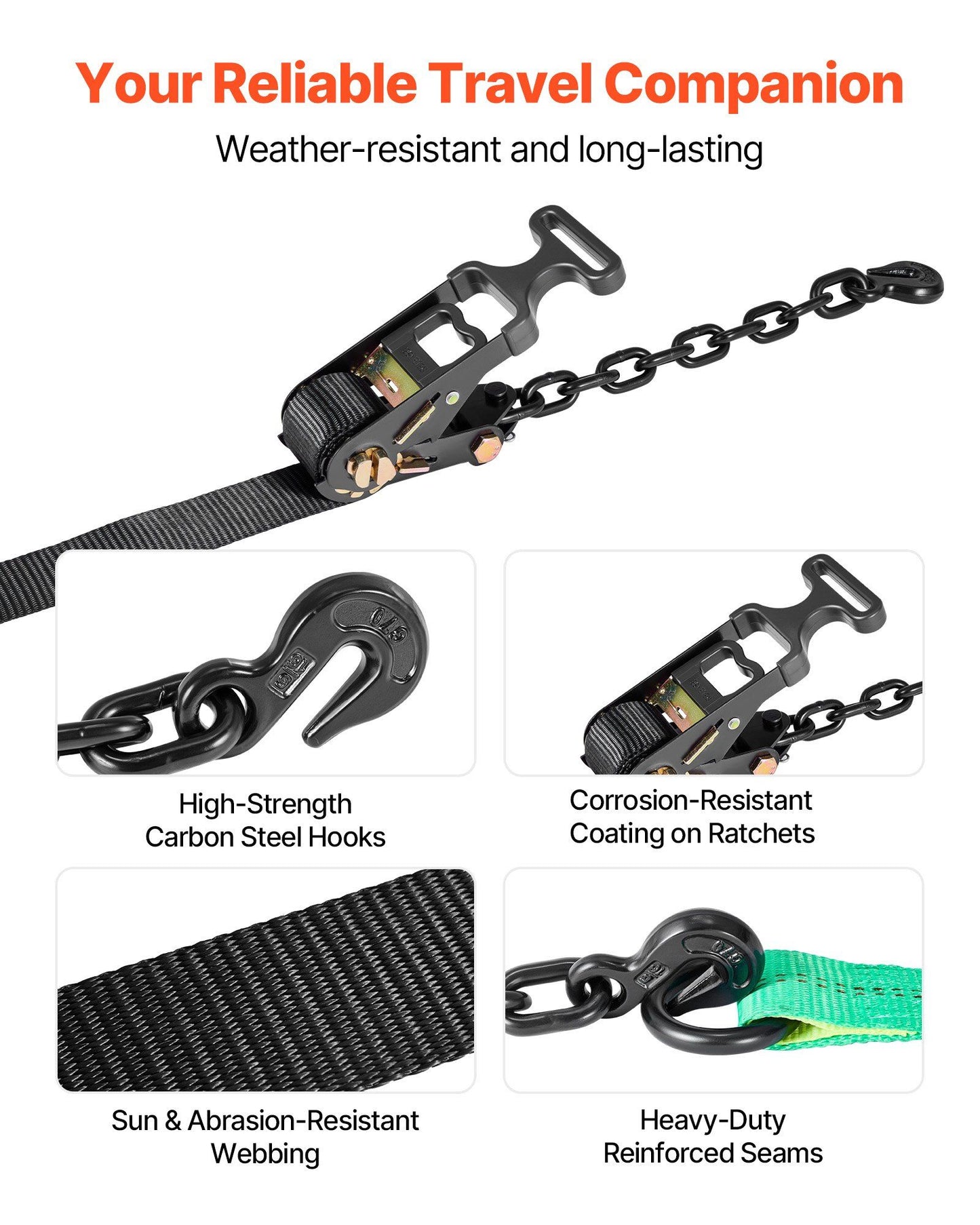 Wheel Chock Tie-Down Kit, Tire-Style Tow Dolly Strap, Car Tie Down Kit with Heavy-Duty Hook, Break Strength V952-CLJGTJ2LTXZXMFDY9001V0