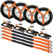 Ratchet Tie Down Straps Kit, 5.08" x 304.8" Tire Straps, 2500kgs Working Load, 11023 LBS Breaking Strength, V952-CLJGTJC42X1208QGAV0