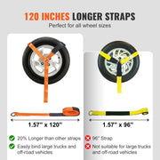 Ratchet Tie Down Straps Kit, 5.08" x 304.8" Tire Straps, 2500kgs Working Load, 11023 LBS Breaking Strength, V952-CLJGTJC42X1208QGAV0