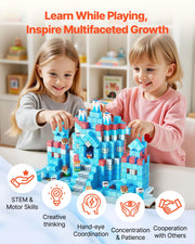 Magnetic Blocks, 150 PCS Glacier Castle Set, Magnetic Building Cubes for Kids, STEM Montessori Sensory Toys V952-CLKGNBBCCB10KYF3L001V0