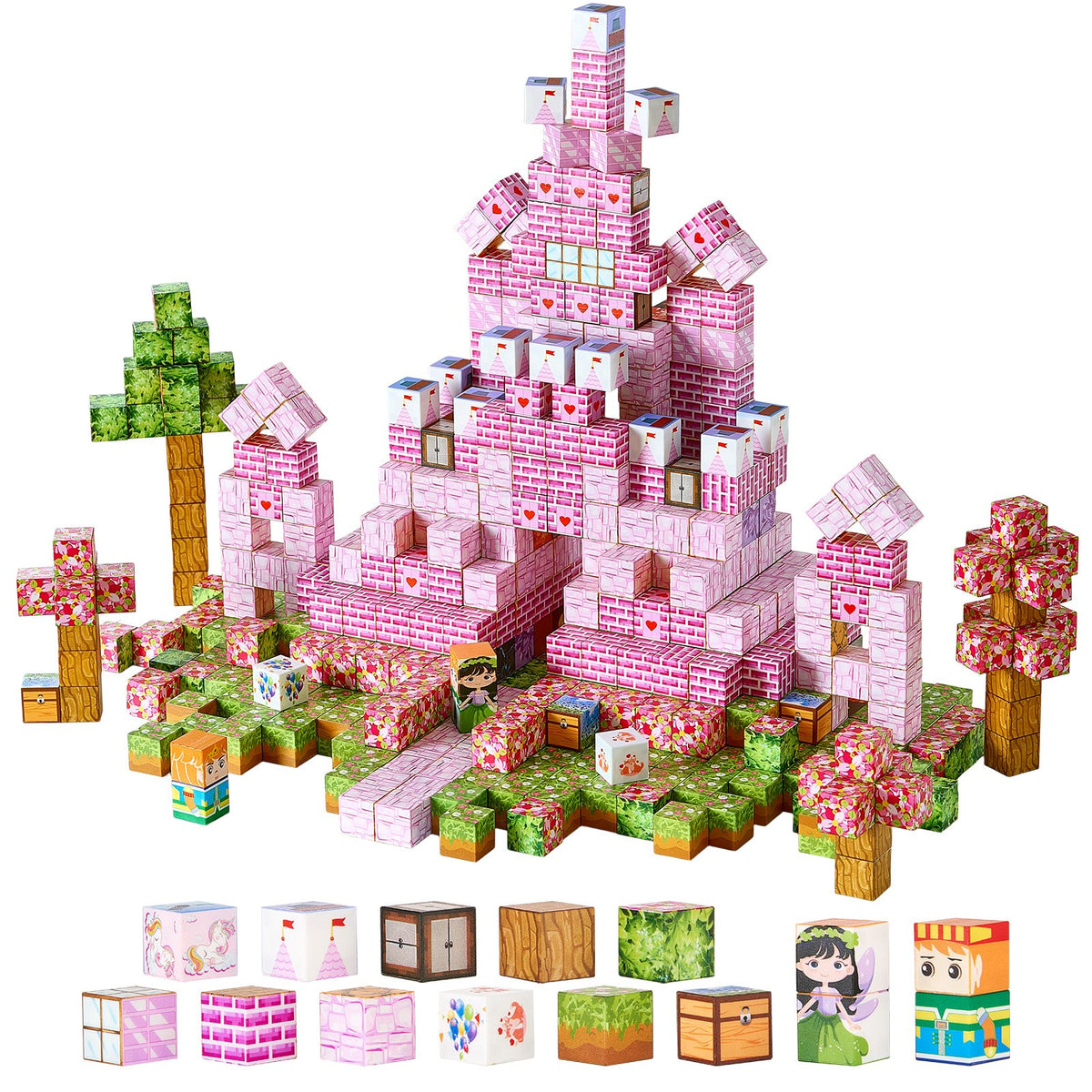 Magnetic Blocks, 100 PCS Princess Castle Set, Magnetic Building Cubes for Kids, STEM Montessori Sensory Toys V952-CLKGNBGZCB10F2AVW001V0