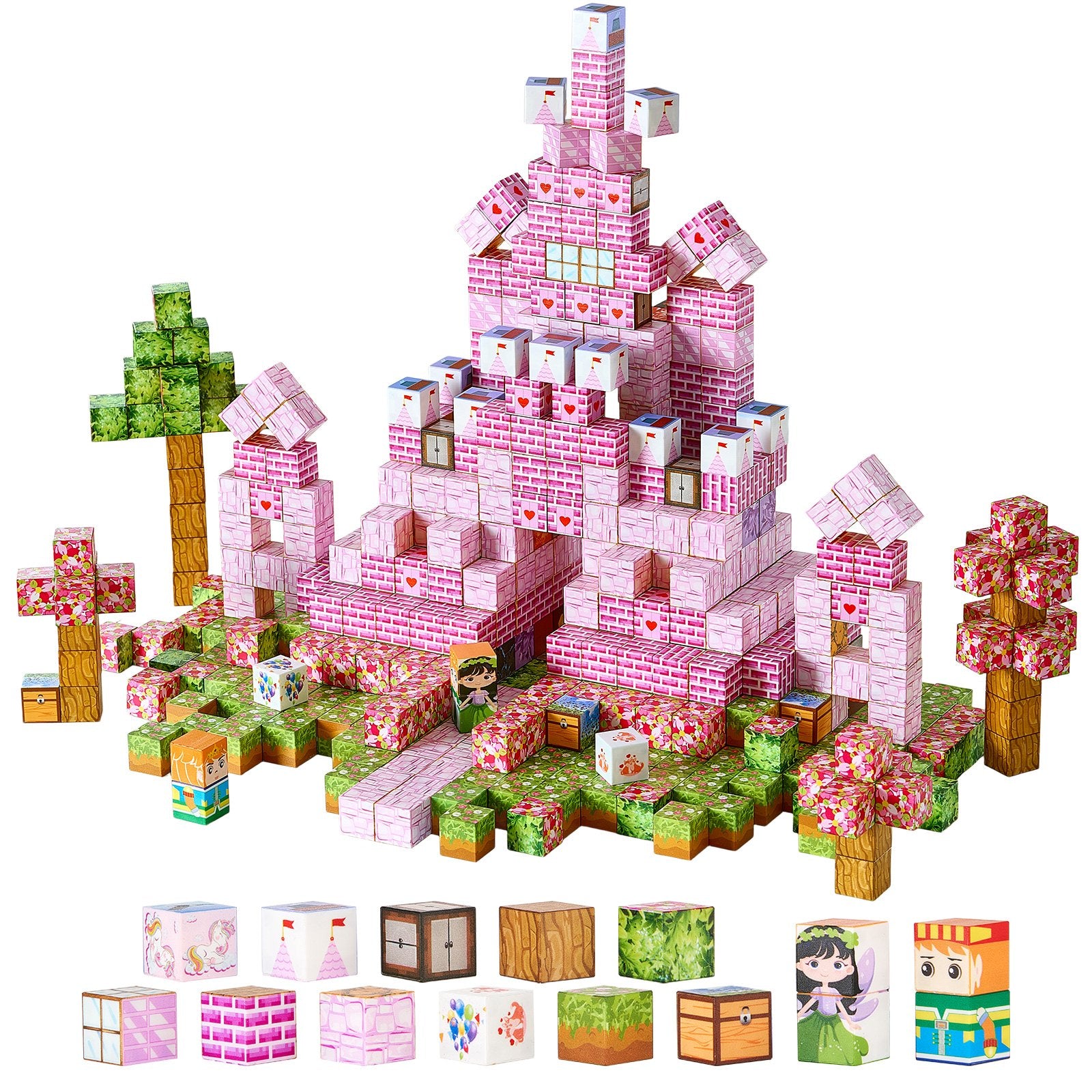 Magnetic Blocks, 100 PCS Princess Castle Set, Magnetic Building Cubes for Kids, STEM Montessori Sensory Toys V952-CLKGNBGZCB10F2AVW001V0