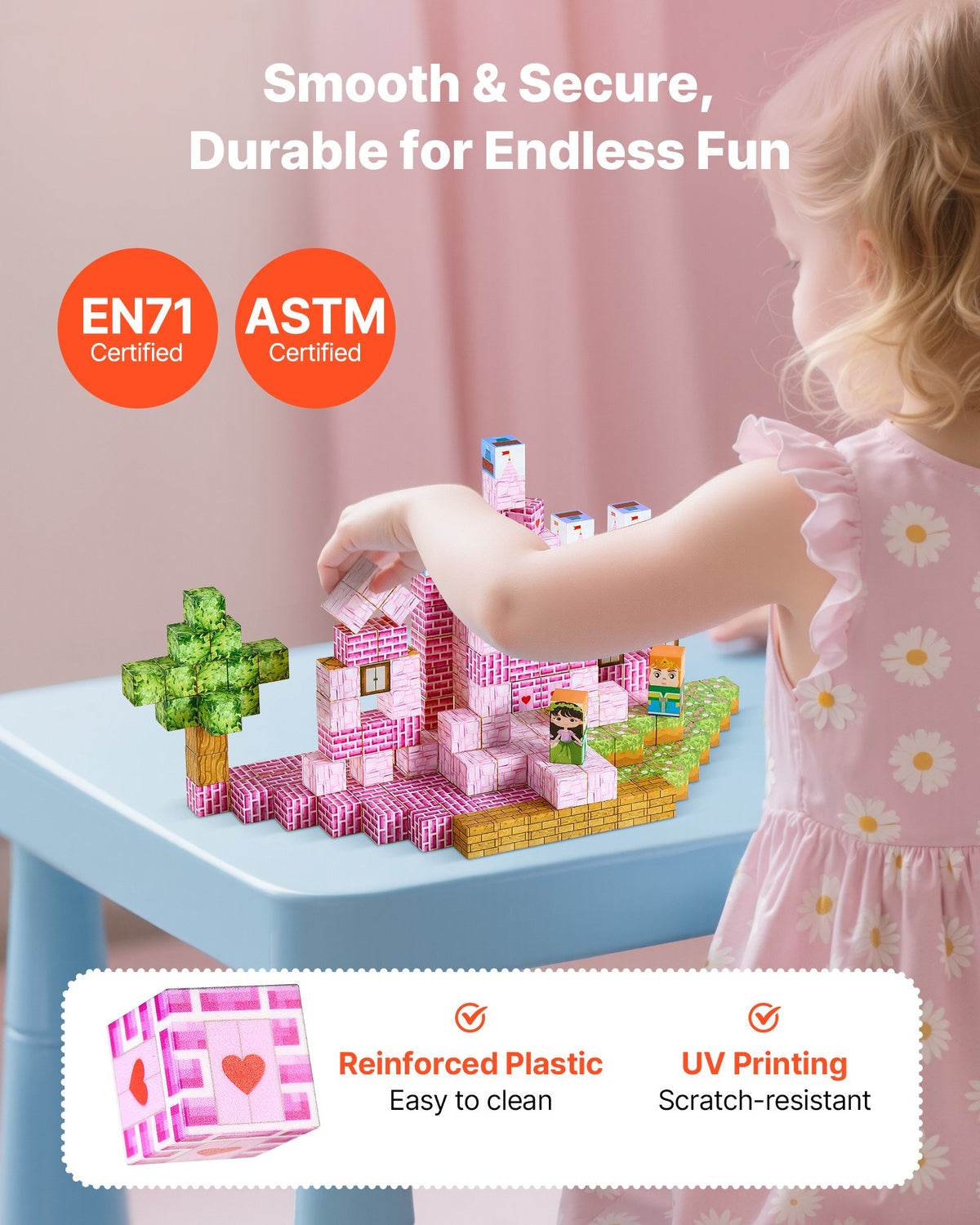 Magnetic Blocks, 100 PCS Princess Castle Set, Magnetic Building Cubes for Kids, STEM Montessori Sensory Toys V952-CLKGNBGZCB10F2AVW001V0