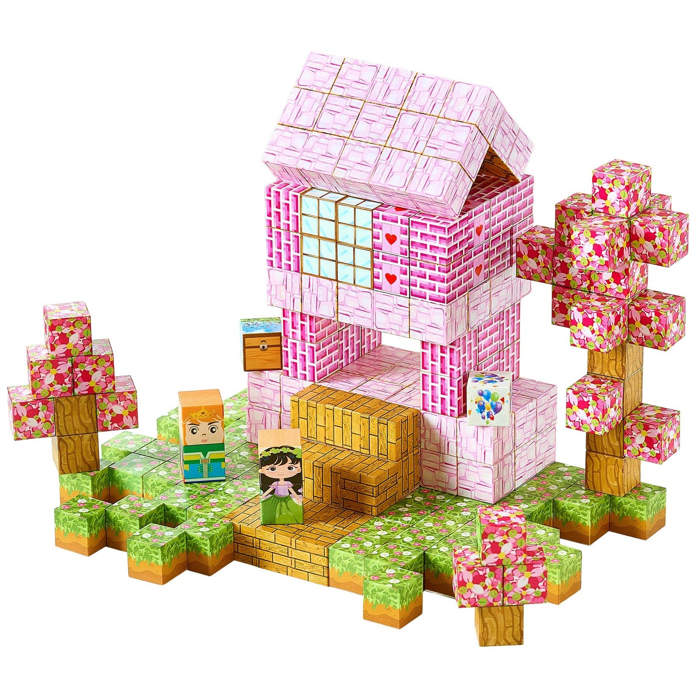 Magnetic Blocks, 100 PCS Princess Castle Set, Magnetic Building Cubes for Kids, STEM Montessori Sensory Toys V952-CLKGNBGZCB10F2AVW001V0