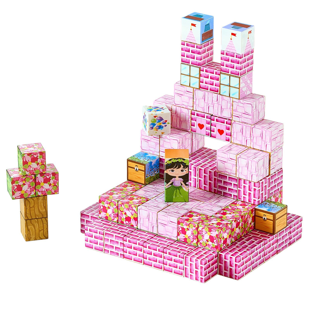 Magnetic Blocks, 100 PCS Princess Castle Set, Magnetic Building Cubes for Kids, STEM Montessori Sensory Toys V952-CLKGNBGZCB10F2AVW001V0