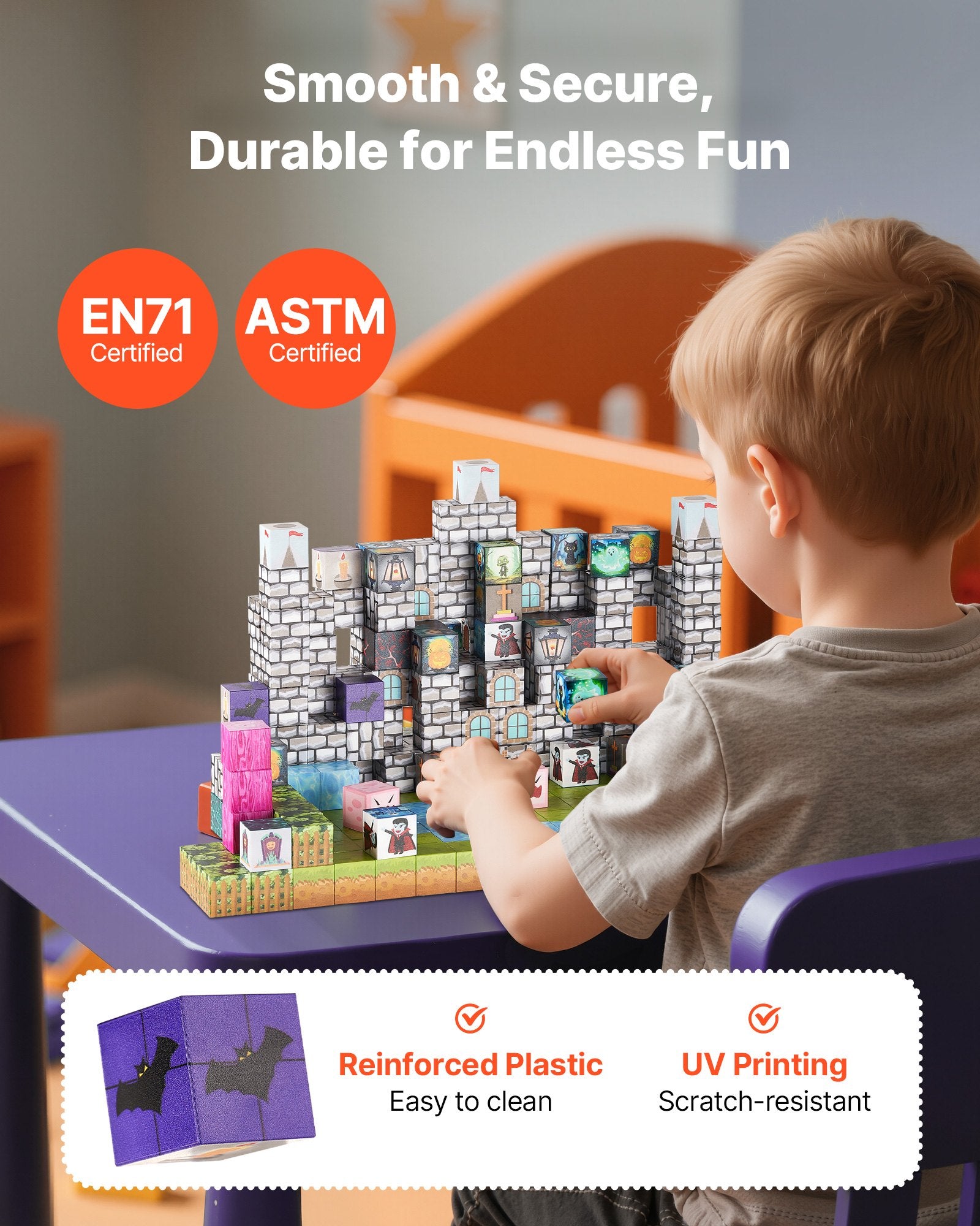Magnetic Blocks, 100 PCS Cemetery Zombies Set, Magnetic Building Cubes for Kids, STEM Montessori Sensory Toys V952-CLKGNBMDJS10BURVH001V0