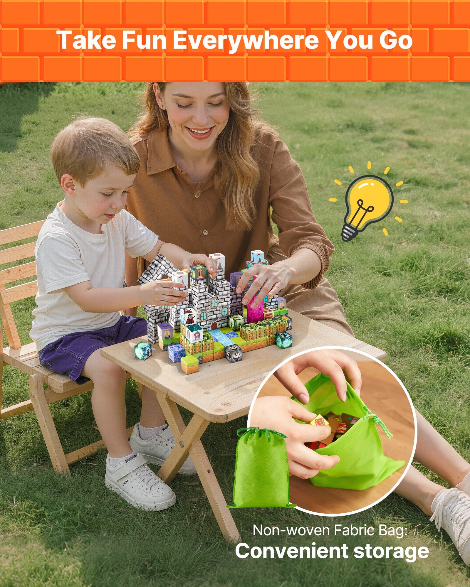 Magnetic Blocks, 100 PCS Cemetery Zombies Set, Magnetic Building Cubes for Kids, STEM Montessori Sensory Toys V952-CLKGNBMDJS10BURVH001V0
