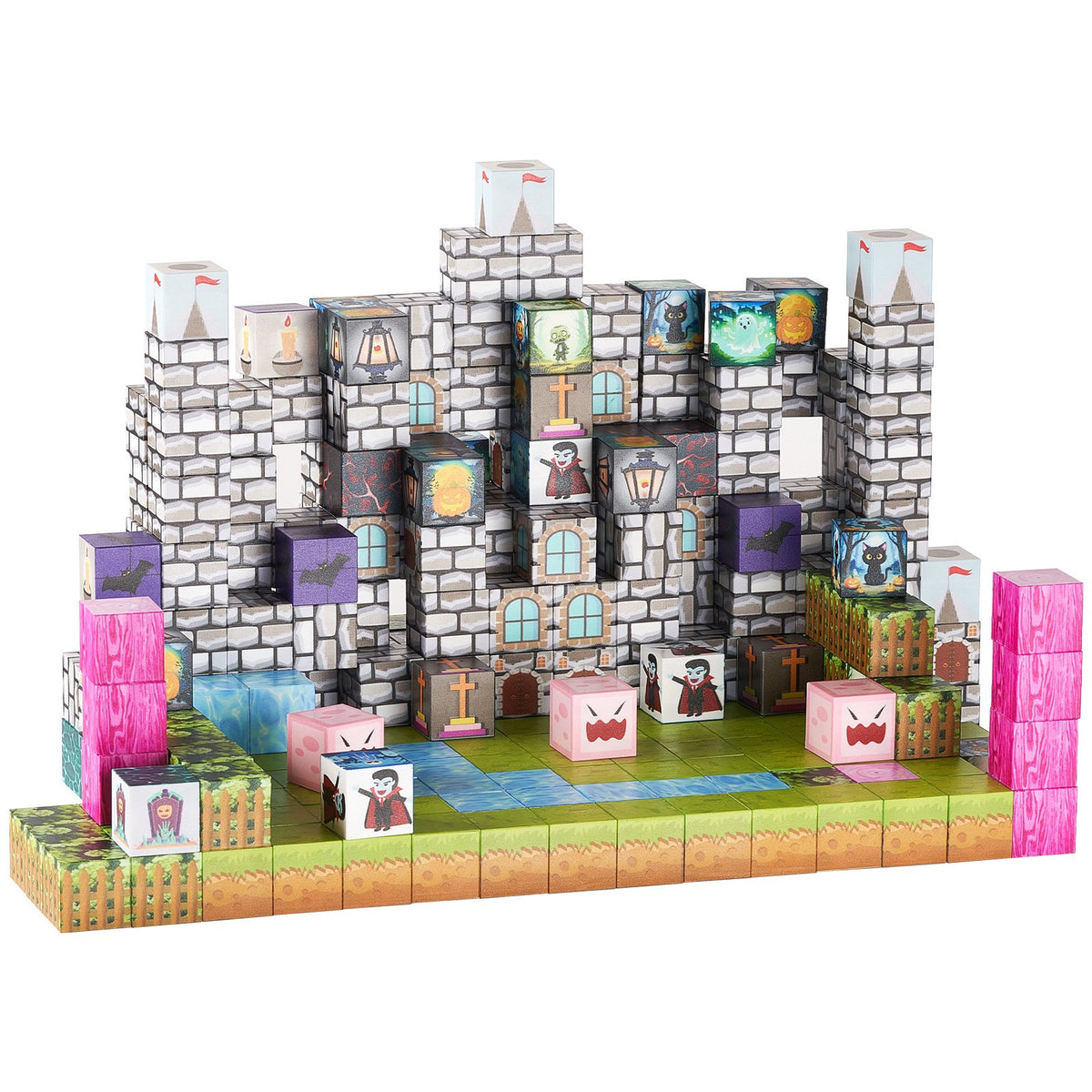 Magnetic Blocks, 100 PCS Cemetery Zombies Set, Magnetic Building Cubes for Kids, STEM Montessori Sensory Toys V952-CLKGNBMDJS10BURVH001V0