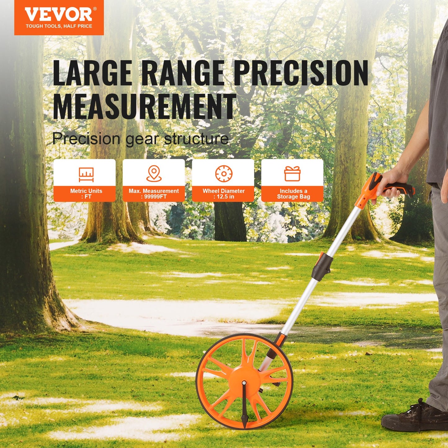 Measuring Wheel 12.5" Road Runner Distance Telescoping Handle w/ Back Bag V952-CLLFZXXS125INT5BWV0