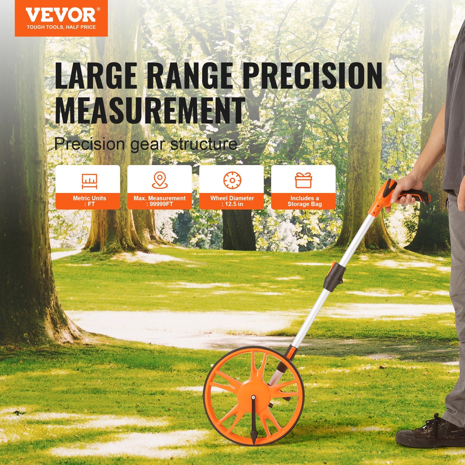 Measuring Wheel 12.5" Road Runner Distance Telescoping Handle w/ Back Bag V952-CLLFZXXS125INT5BWV0