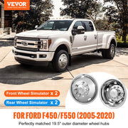 50cm 8 Lug Wheel Simulators, 304 Stainless Steel Wheel Simulator Kit with Mirror Polished Finish, 2 Front and V952-CLMNQ195YC4P6TQSZV0