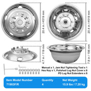 50cm 8 Lug Wheel Simulators, 304 Stainless Steel Wheel Simulator Kit with Mirror Polished Finish, 2 Front and V952-CLMNQ195YC4P6TQSZV0