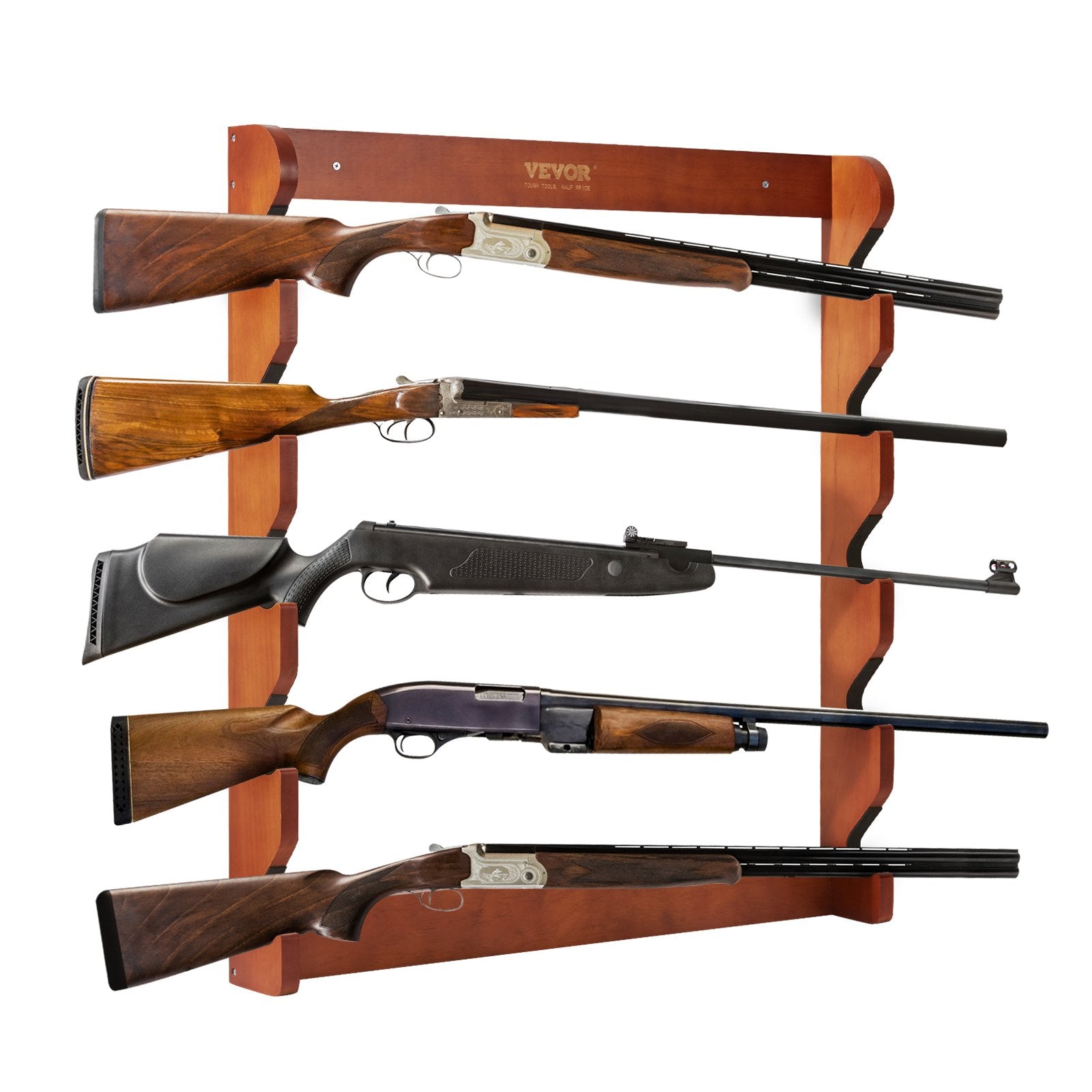 Gun Rack, Wood Gun Rack Wall Mount, Gun Display Rack holds 5 Rifles, Shotguns, 132 lb Heavy Duty Wall Storage V952-CLQJMZ000000PBDYFV0