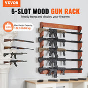 Gun Rack, Wood Gun Rack Wall Mount, Gun Display Rack holds 5 Rifles, Shotguns, 132 lb Heavy Duty Wall Storage V952-CLQJMZ000000PBDYFV0