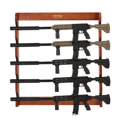 Gun Rack, Wood Gun Rack Wall Mount, Gun Display Rack holds 5 Rifles, Shotguns, 132 lb Heavy Duty Wall Storage V952-CLQJMZ000000PBDYFV0
