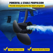 Outboard Propeller, Replace for OEM 3587522, 4-Blade 14 1/4"" x 19"" Pitch Aluminium Boat Propeller, V952-CLXJH41414X19DFBXV0