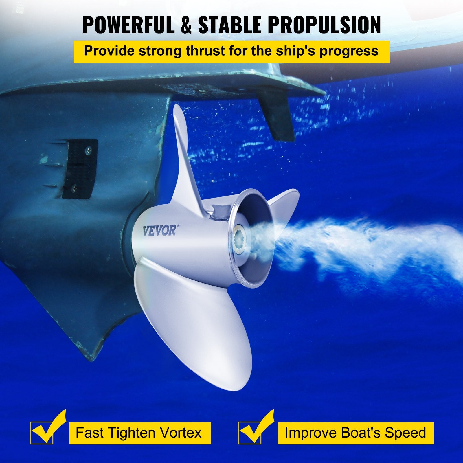 Outboard Propeller, Replace for OEM 3860709, 3-Blade 14.5"" x 21"" Pitch Steel Boat Propeller, Compatible V952-CLXJY31412X211DRFV0