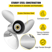 Outboard Propeller, Replace for OEM 3860709, 3-Blade 14.5"" x 21"" Pitch Steel Boat Propeller, Compatible V952-CLXJY31412X211DRFV0