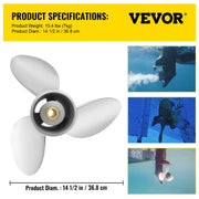 Outboard Propeller, Replace for OEM 3860709, 3-Blade 14.5"" x 21"" Pitch Steel Boat Propeller, Compatible V952-CLXJY31412X211DRFV0