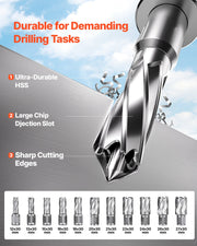 Magnetic Drill, 1400W Motor 1.6 in Boring Diameter, 2810 lbf Portable Electric Mag Drill Press, with 11 V952-CLZJP11J40MMIQMACV3