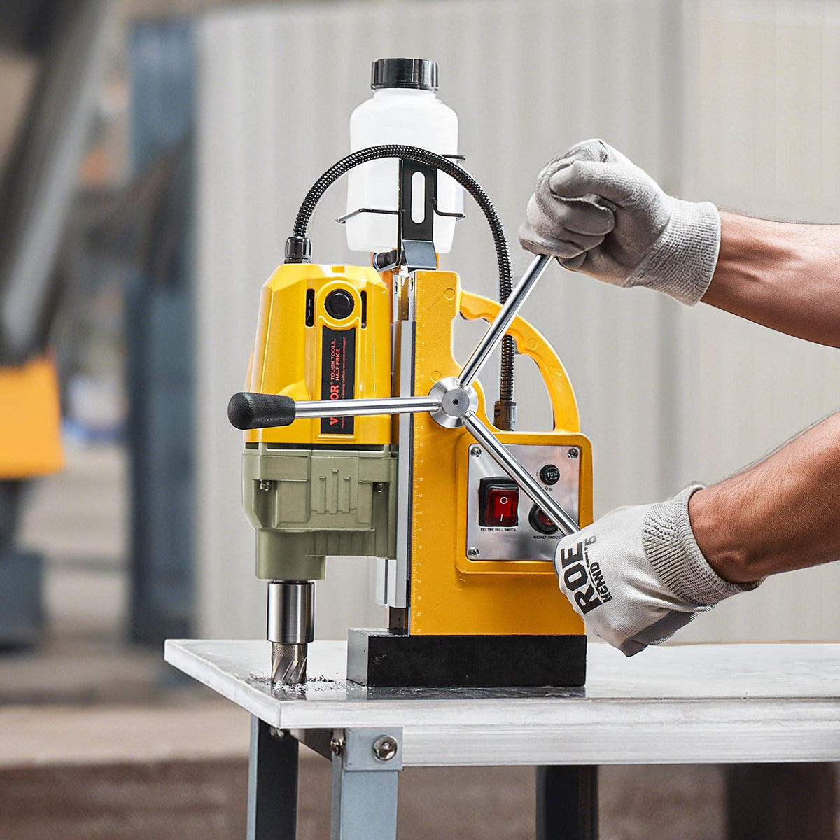 Magnetic Drill, 1400W Motor 1.6 in Boring Diameter, 2810 lbf Portable Electric Mag Drill Press, with 11 V952-CLZJP11J40MMIQMACV3