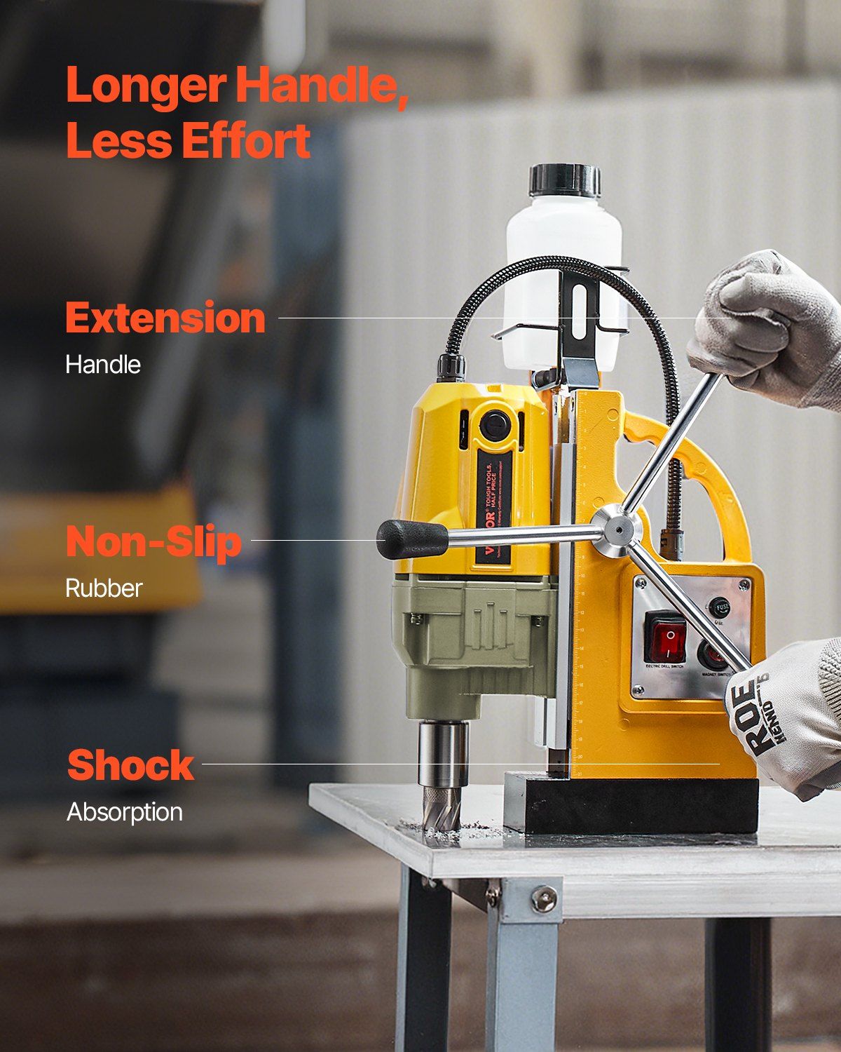 Magnetic Drill, 1400W Motor 1.6 in Boring Diameter, 2810 lbf Portable Electric Mag Drill Press, 800 RPM V952-CLZJPDJ40MMKUHBJ6V3