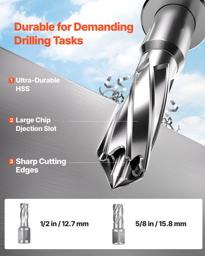 Magnetic Drill, 1450W Motor 1.6 in Boring Diameter, 2810 lbf Portable Electric Mag Drill Press, with 2 Coring V952-CLZTJ2J40MMMO8WSCV3