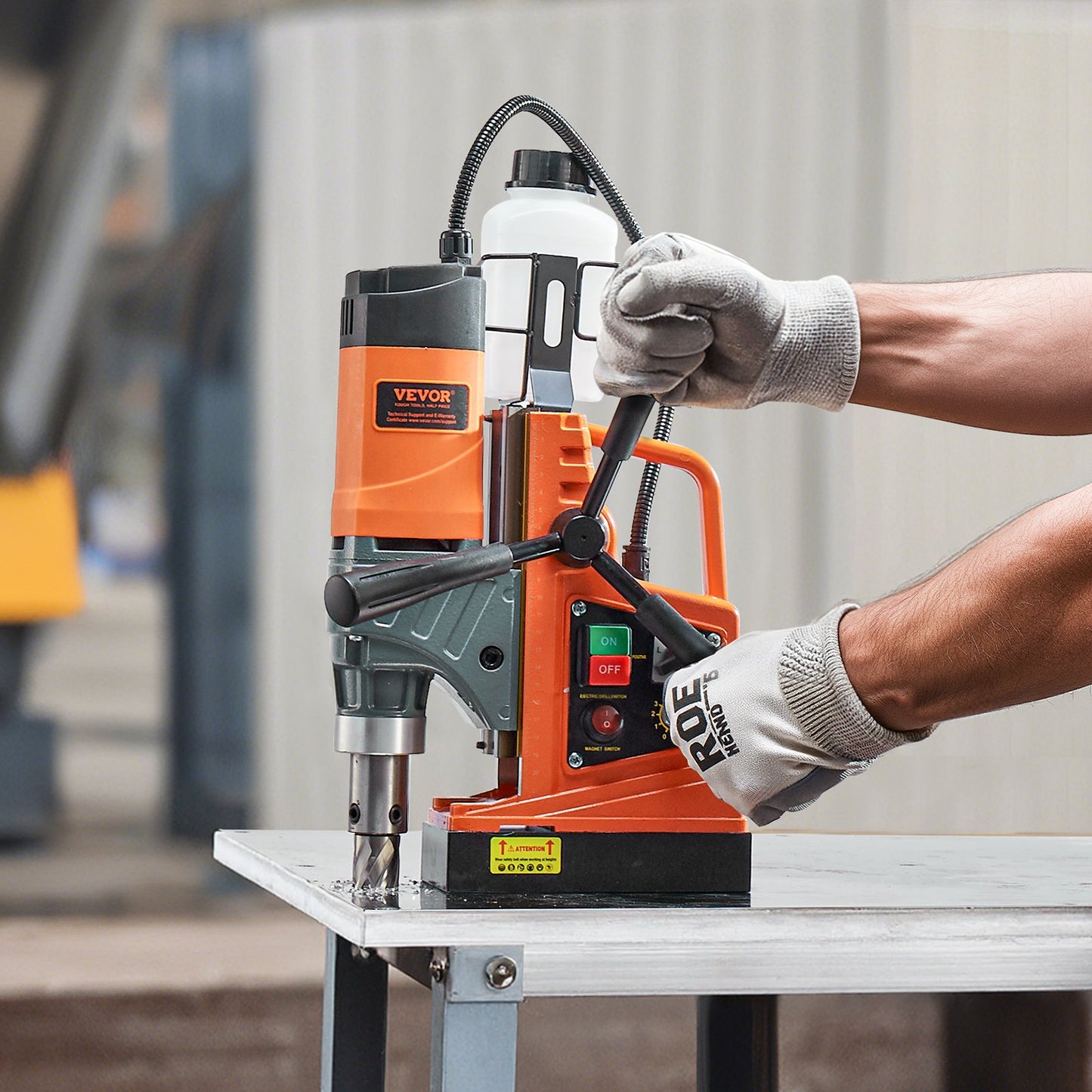 Magnetic Drill, 1450W Motor 2 in Boring Diameter, 2878 lbf Portable Electric Mag Drill Press, with 6 Coring V952-CLZTJ6JT50MMO3WWGV3