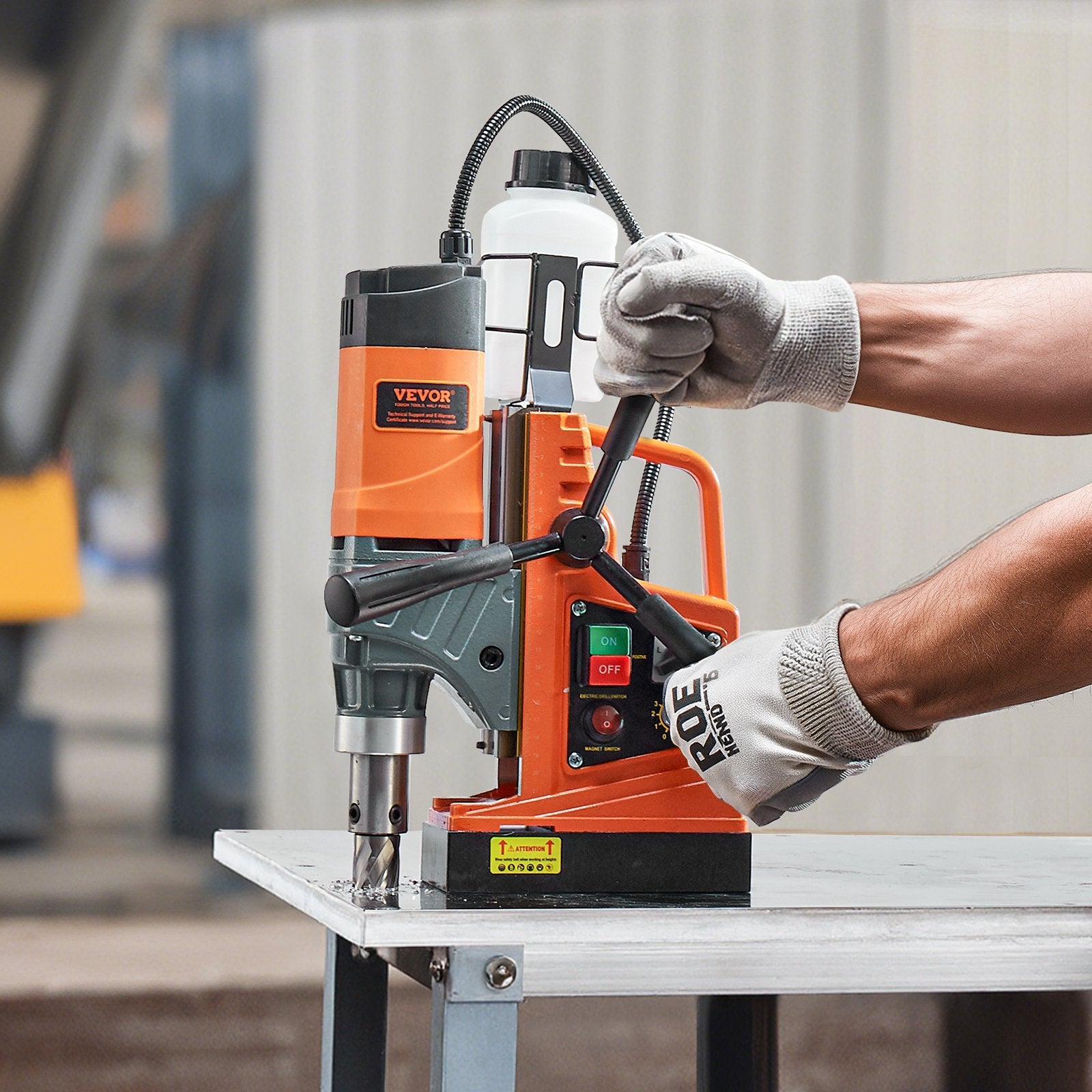 Magnetic Drill, 1450W Motor 2 in Boring Diameter, 2878 lbf Portable Electric Mag Drill Press, with 6 Coring V952-CLZTJ6JT50MMO3WWGV3