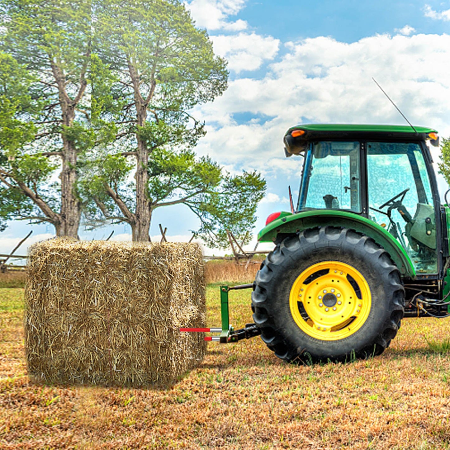 Hay Spear 32" Bale Spear 1350 lbs Capacity, Bale Spike Quick Attach Square Hay Bale Spears 1.4" Wide, Red V952-CM36X810-1350HS01V0