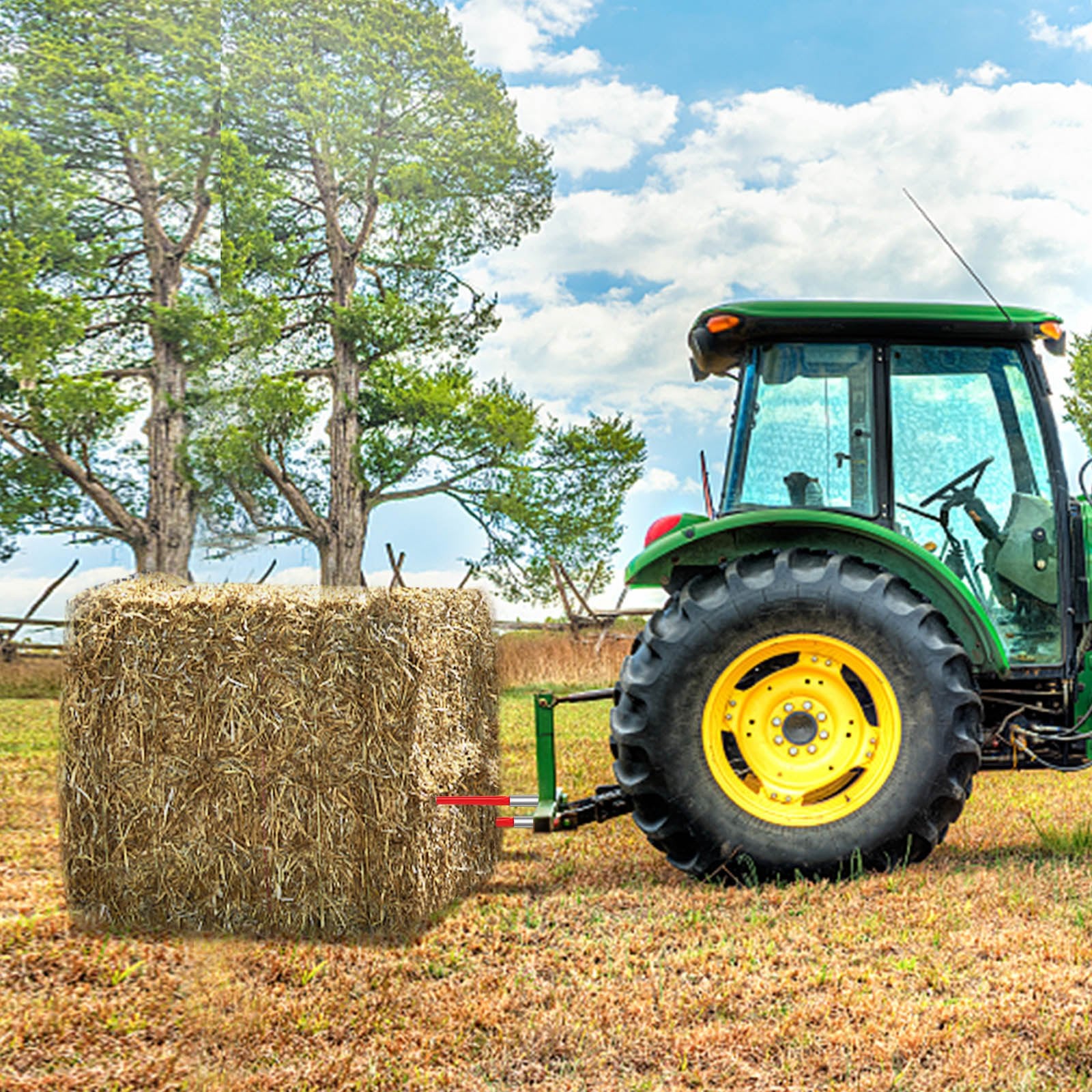 Hay Spear 32" Bale Spear 1350 lbs Capacity, Bale Spike Quick Attach Square Hay Bale Spears 1.4" Wide, Red V952-CM36X810-1350HS01V0