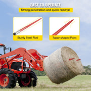 Pair Hay Spear 43" Bale Spear 3000 lbs Capacity, Bale Spike Quick Attach Square Hay Bale Spears 1 3/4", Red V952-CM45X1100-30002PCV0