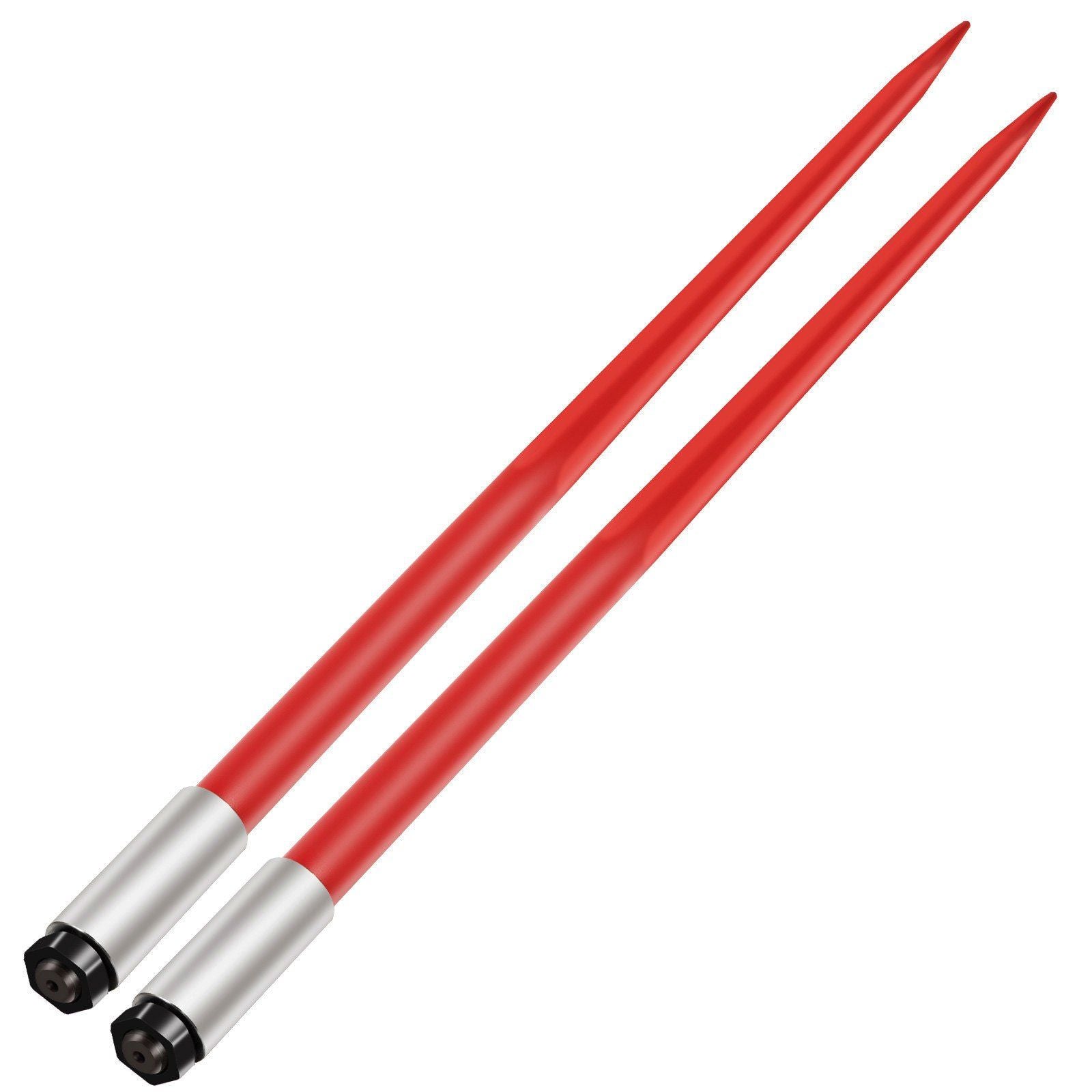Pair Hay Spear 49" Bale Spear 3000 lbs Capacity, Bale Spike Quick Attach Square Hay Bale Spears 1 3/4", Red V952-CM45X1250-30002PCV0