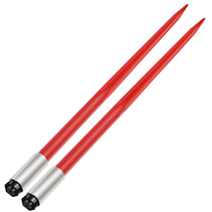 Pair Hay Spear 49" Bale Spear 3000 lbs Capacity, Bale Spike Quick Attach Square Hay Bale Spears 1 3/4", Red V952-CM45X1250-30002PCV0