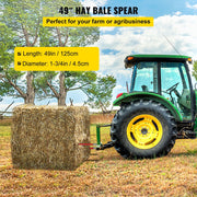 Pair Hay Spear 49" Bale Spear 3000 lbs Capacity, Bale Spike Quick Attach Square Hay Bale Spears 1 3/4", Red V952-CM45X1250-30002PCV0