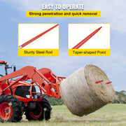 Pair Hay Spear 49" Bale Spear 3000 lbs Capacity, Bale Spike Quick Attach Square Hay Bale Spears 1 3/4", Red V952-CM45X1250-30002PCV0